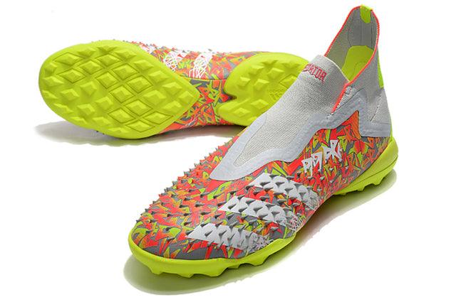 Chuteira Society Adidas Predator Freak + FG White/Orange/Green - Cano Alto