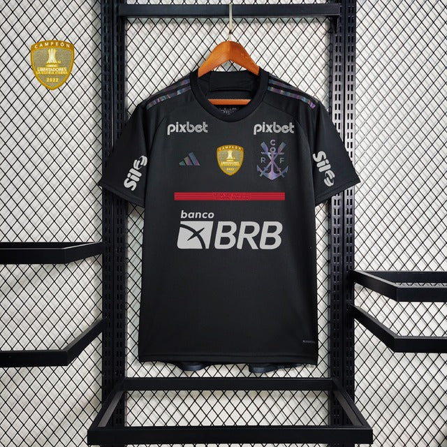 Camisa Adidas Flamengo III 23/24 Preta (Com patrocinios)