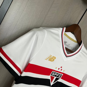 Camisa São Paulo 25/26 Casa New Balance - Branco+Vermelho - Torcedor Feminina