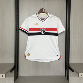 Camisa São Paulo 25/26 Casa New Balance - Branco+Vermelho - Torcedor Feminina