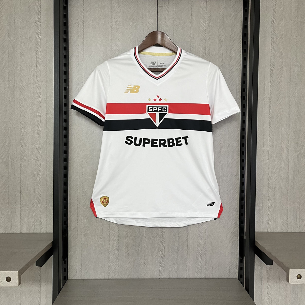Camisa São Paulo 25/26 Casa New Balance - Branco+Vermelho - Torcedor Feminina