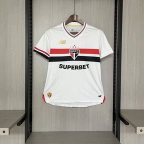 Camisa São Paulo 25/26 Casa New Balance - Branco+Vermelho - Torcedor Feminina