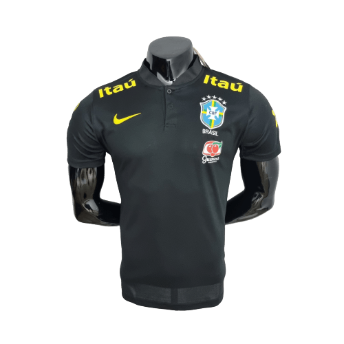 Camisa Brasil Polo Gola Baixa  Preta - Masculina