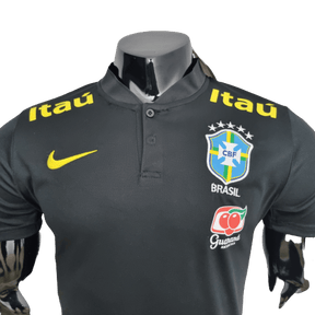 Camisa Brasil Polo Gola Baixa  Preta - Masculina